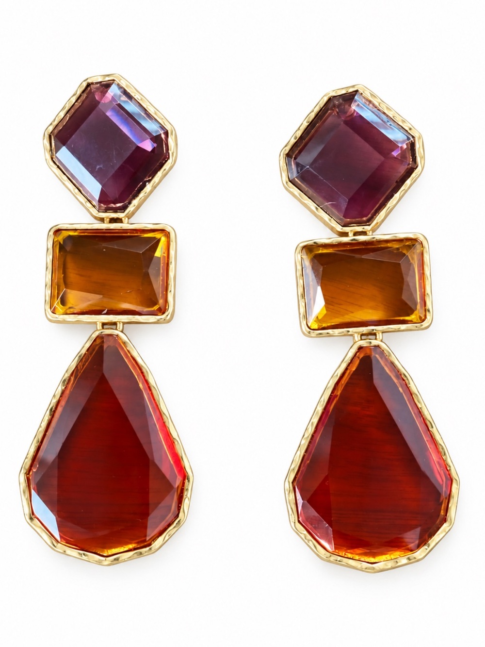 ZARA Oversized Multicolor Faceted Crystal Statement Drop Earrings